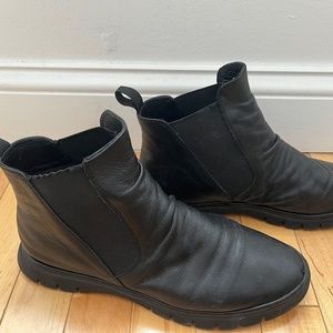Black Leather Slip on Boots, Womens 8.5